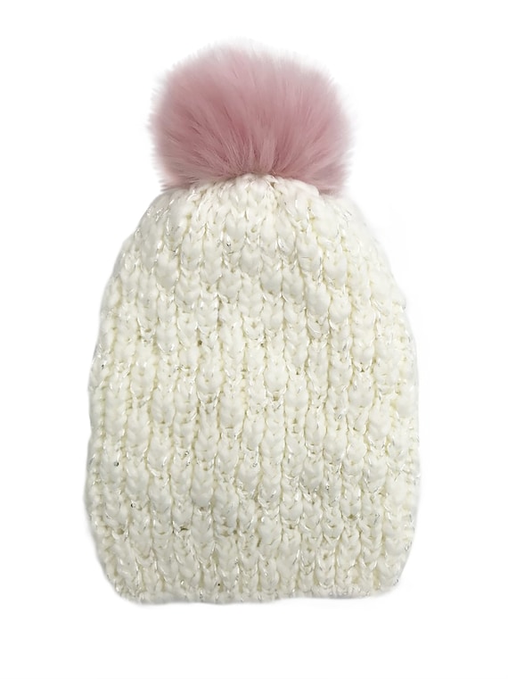 Sequin Knit Faux Fur Pom Beanie - Soft Fleece Lining Disco Queen Sequin Faux Fuzzy Fur Fleece Lined Detachable  main image 4