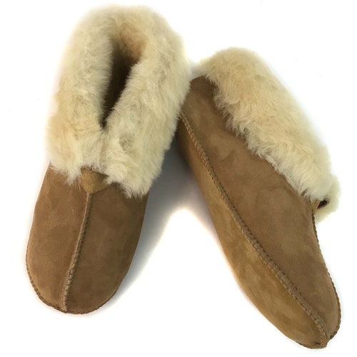 Women's Genuine Shearling Slip-on Soft Sole Moccasin | Etsy