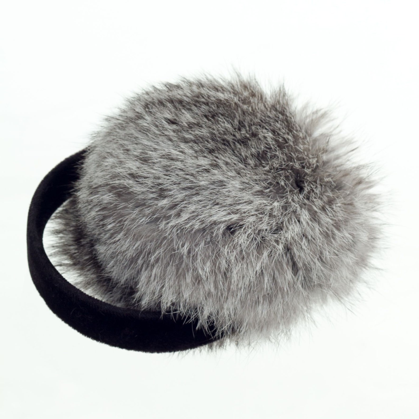 Real Rabbit Fur Earmuffs w/ Black Velvet Band Women's Etsy