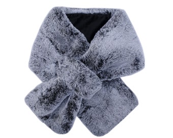 Pull Through Scarf Short Faux Fur Grey Supersoft Loop Scarf - Etsy