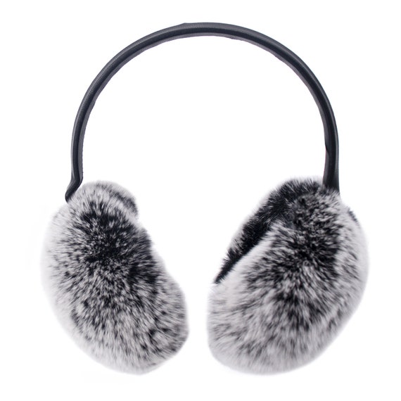 Rex Rabbit Fur Earmuffs With Adjustable Leather Band - Soft  display picture 2