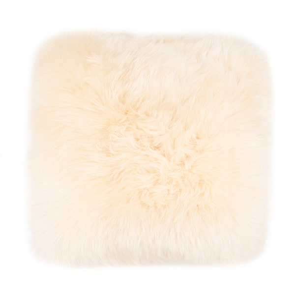 Genuine Sheepskin Pillow - Throw Pillow - Shearling Home Decor - Super Soft Premium Quality Accent Pillow - Luxury Home Goods - Champagne