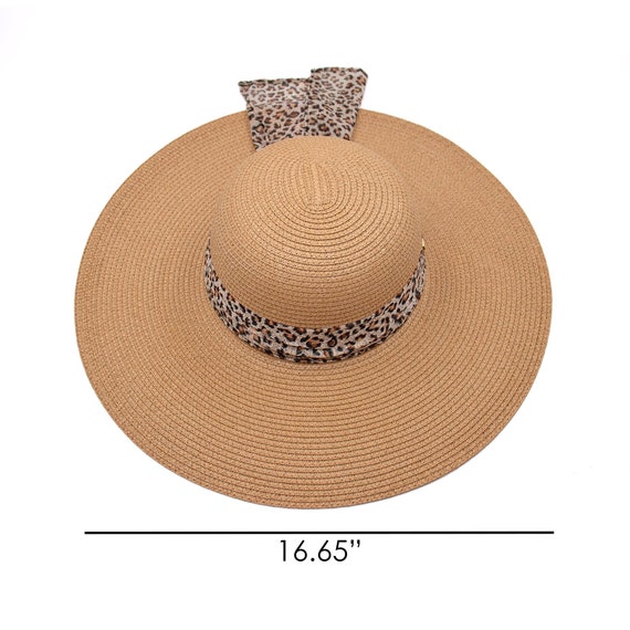 Brown Straw Hat with Leopard Bow Straw Hat with Leopard Print Bow - Classic Summer Hat  main image 3