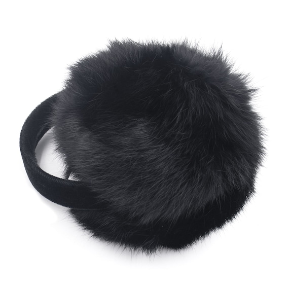 Real Rabbit Fur Earmuff With Velvet Band Soft Hair Rabbit Cute Winter Fuzzy Headband  Ear Warmers Colorful Fashion Accessory Black - Etsy