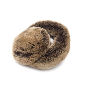 Real Rex Rabbit Fur Earmuffs with Fur Band - Women&#39;s Fall/Winter Fashion - Soft & Trendy Ear Warmers - Chic Style - Golden Brown