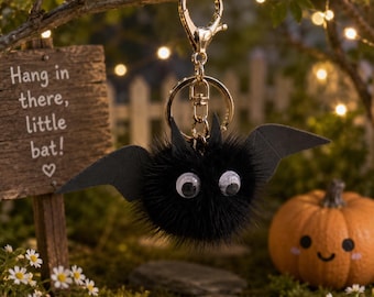 Sleutelhanger bontvleermuis, leuk halloweencadeau voor meisjes, Halloween-accessoires voor vrouwen, gotische vleermuissleutelhanger, Spooky Vampire Soft Bag-decoratie