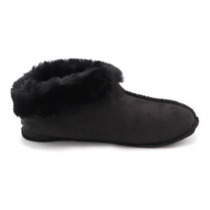 Black Faux Sheepskin Soft Sole Slippers,  Slip-On Faux Shearling Comfort Slippers, Work From Home Gift, Soft Warm Faux Fur Fluffy Moccasins