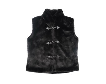 Faux Shearling Toggle Vest - Warm Fuzzy Women's Faux Fur Jacket - Cute Fall and Winter Coat - Fluffy Black Vest for Women