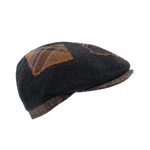 Men&#39;s Wool Cabbie Hat with Patches - Fashionable Fall Hats for Men - Patchy Duckbill Cap for Men - Vintage Style Paddy Hat - Gatsby Ivy Cap