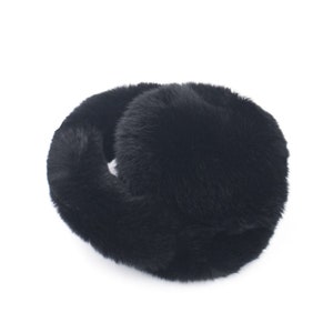 Real Rex Rabbit Fur Earmuffs with Fur Band - Women&#39;s Fall/Winter Fashion - Soft & Trendy Ear Warmers - Chic Style - Black