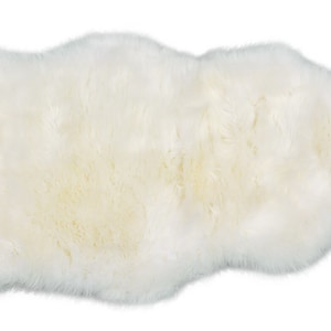 Genuine Sheepskin Single Pelt Shag Rug - Plush Merino Sheepskin - Shearling Rug Home and Dorm Room Decor - Super Soft & Therapeutic - White