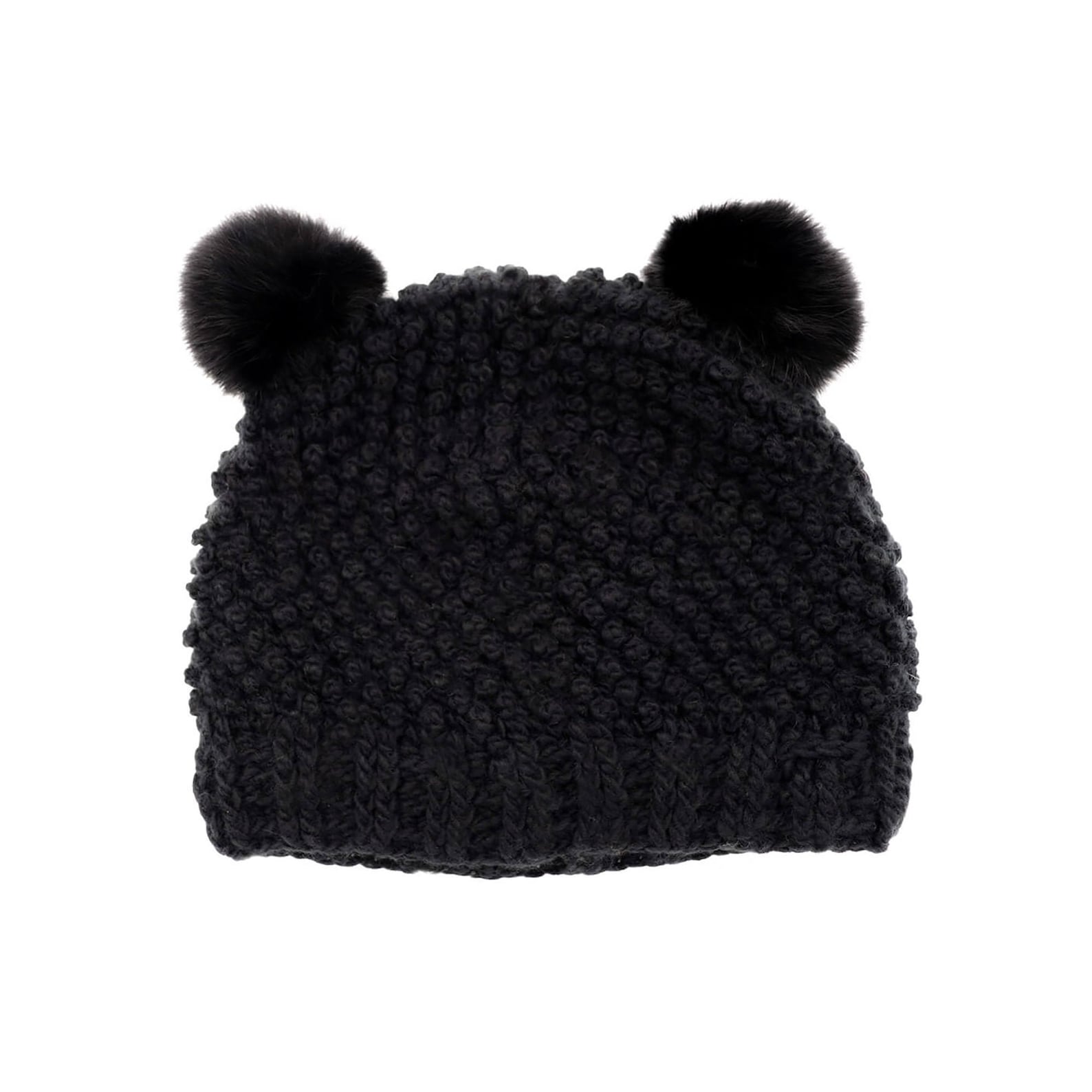 Kids Winter Knit Hat with Two Poms Rabbit Fur Pom Pom Beanie Etsy