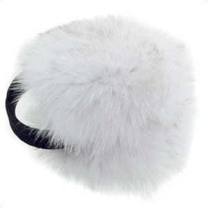 Real Fox Fur Earmuffs w/ Velvet Halo Band - Women&#39;s Fall and Winter Fashion - Winter Hat - Soft & Trendy Ear Warmers - Natural Blue