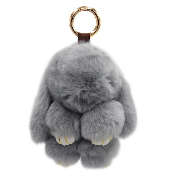 Rex Rabbit Fur Bunny Keychain Kids Plush Backpack Charm 