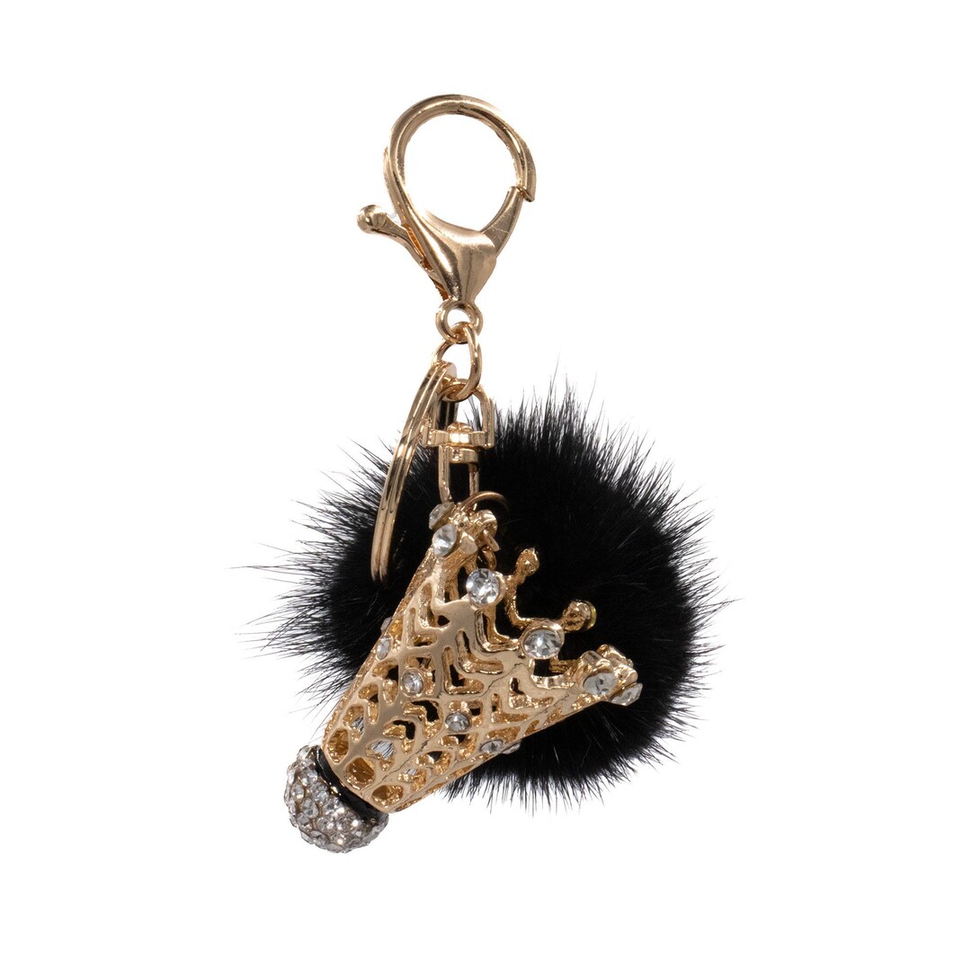 Bling Badminton Birdie Keychain With Mink Pom Luxury Purse Charm Fluffy
