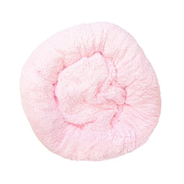 Faux Sherpa Fur Dog Bed - Fuzzy Plush Luxury Pet Mat - Circular Modern Decor - Premium Short Fake Fur Dog Cat Bedding - Non Slip - Pink