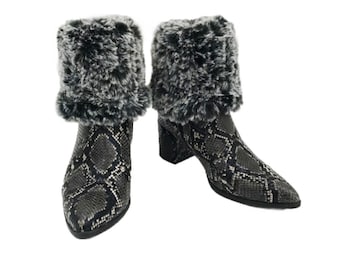 Puños de bota de piel sintética Surell esponjosos - Puños para abrigos y chaquetas - Piel sintética vegana de punto elástico de lujo - Accesorio de moda supersuave para mujer - Escarcha