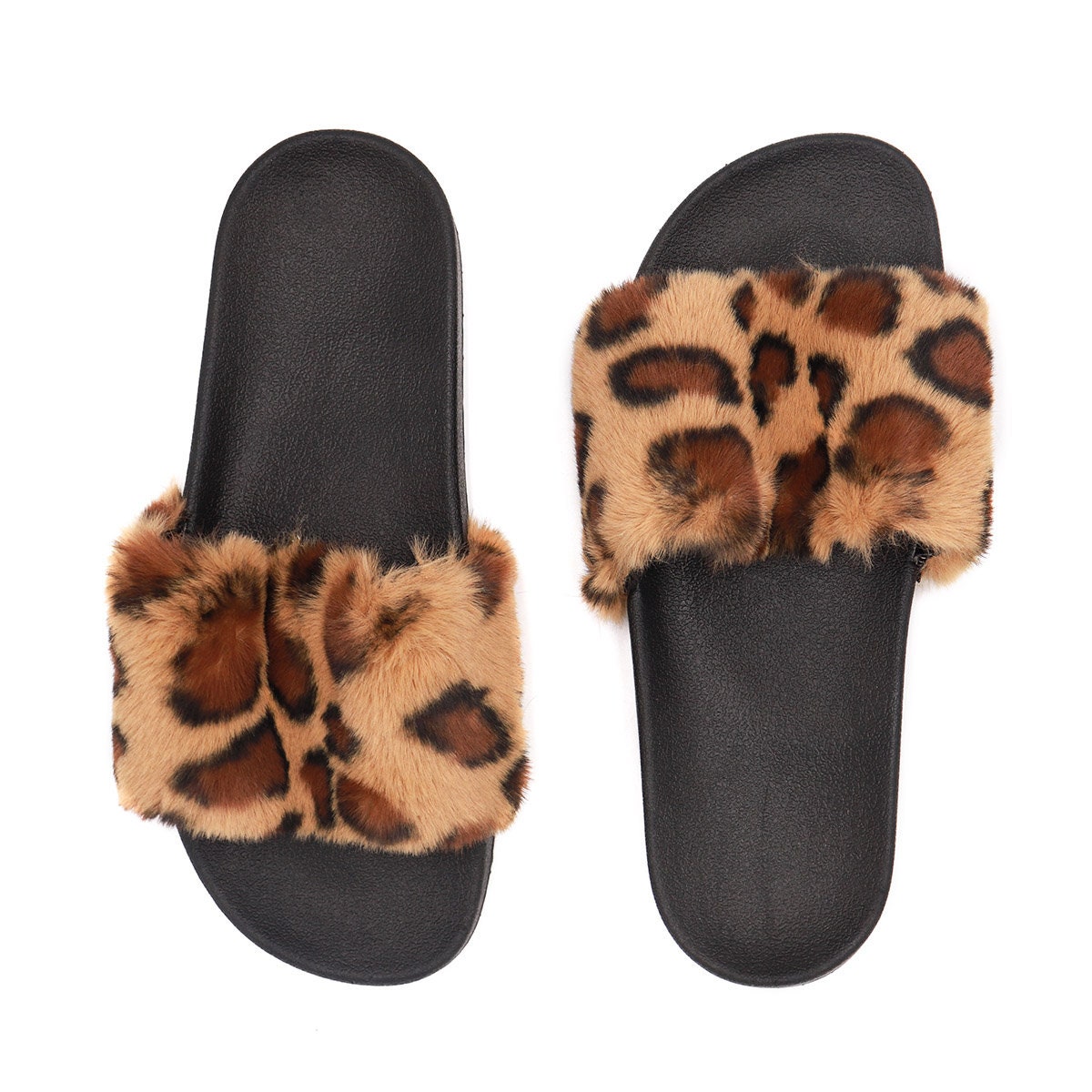 Cheetah furry slides hot sale