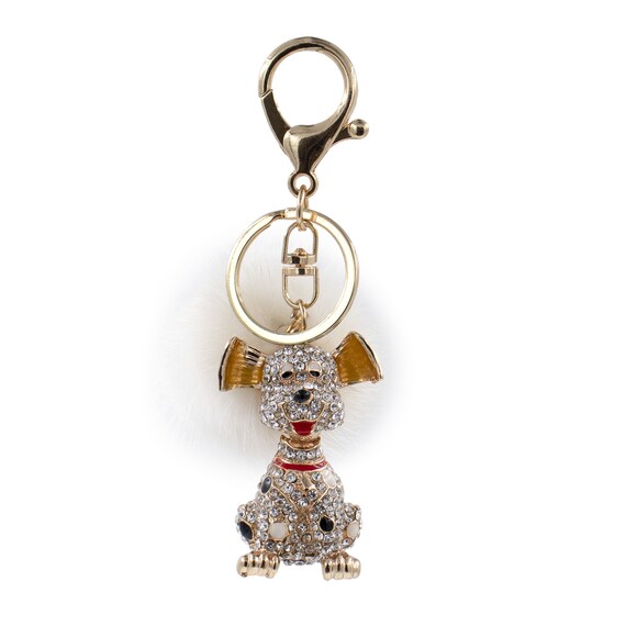 Mink Fur Bling Dog Keychain
