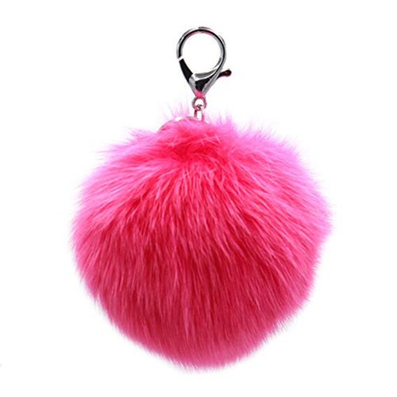 Real Fox Fur Pompom Keychain - Fuzzy Fluffy Pom Bag Charm  display picture 3