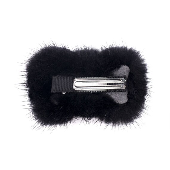Mink Fur Bow Shaped Hair Clip - Cute Fuzzy Hair Pin - Hair  display picture 2