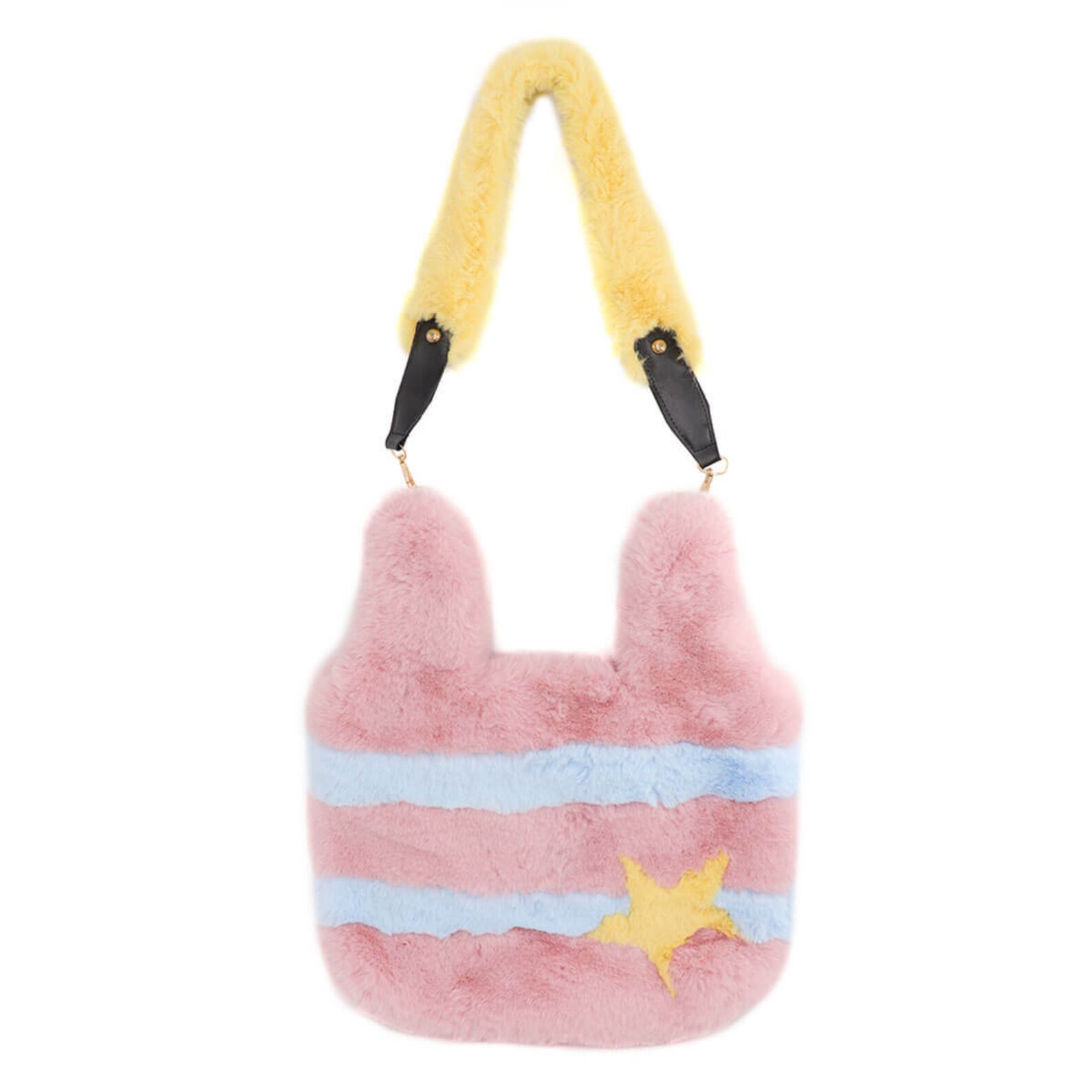 Striped Faux Rex Rabbit Fur Shoulder Bag With Star Fluffy - Etsy