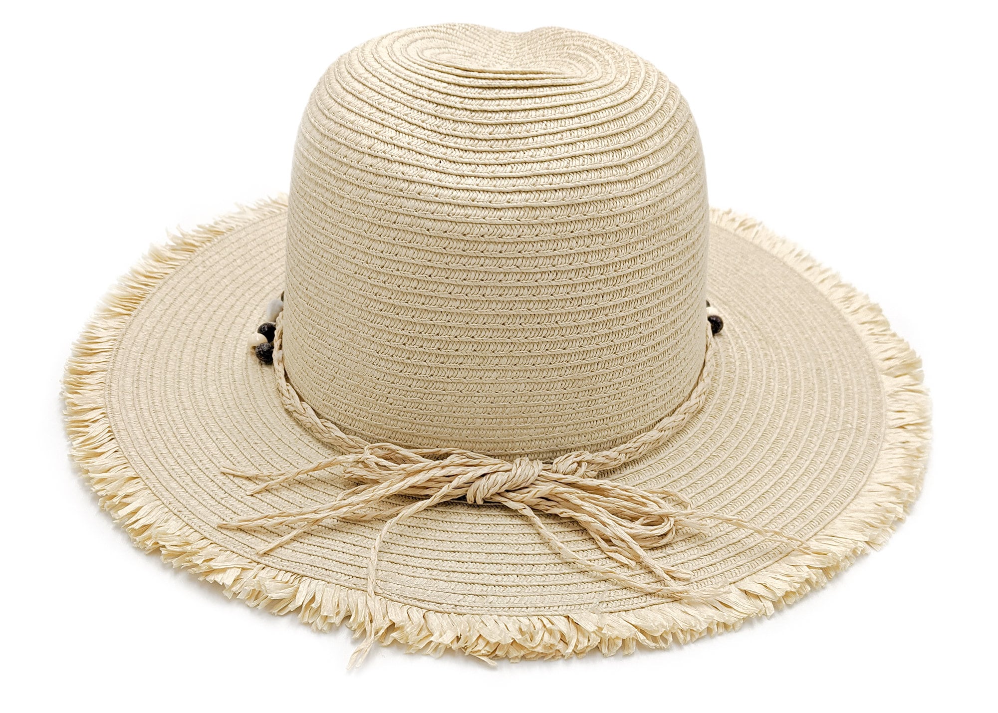 Straw Hat With Beaded Brim Paper Straw Hat Spring Summer Etsy