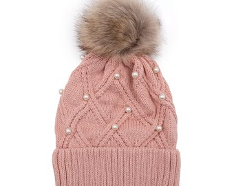 Super soft fur Beanie hat with pearl detail Pearl Beanie – Hats.com main image 4