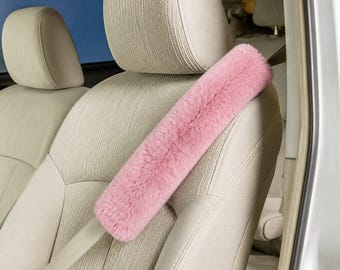 Veiligheidsgordelhoes van echt schapenvacht - autoaccessoire van echt bont - bescherming tegen hitte en kou - pluche gordelhoes - roze