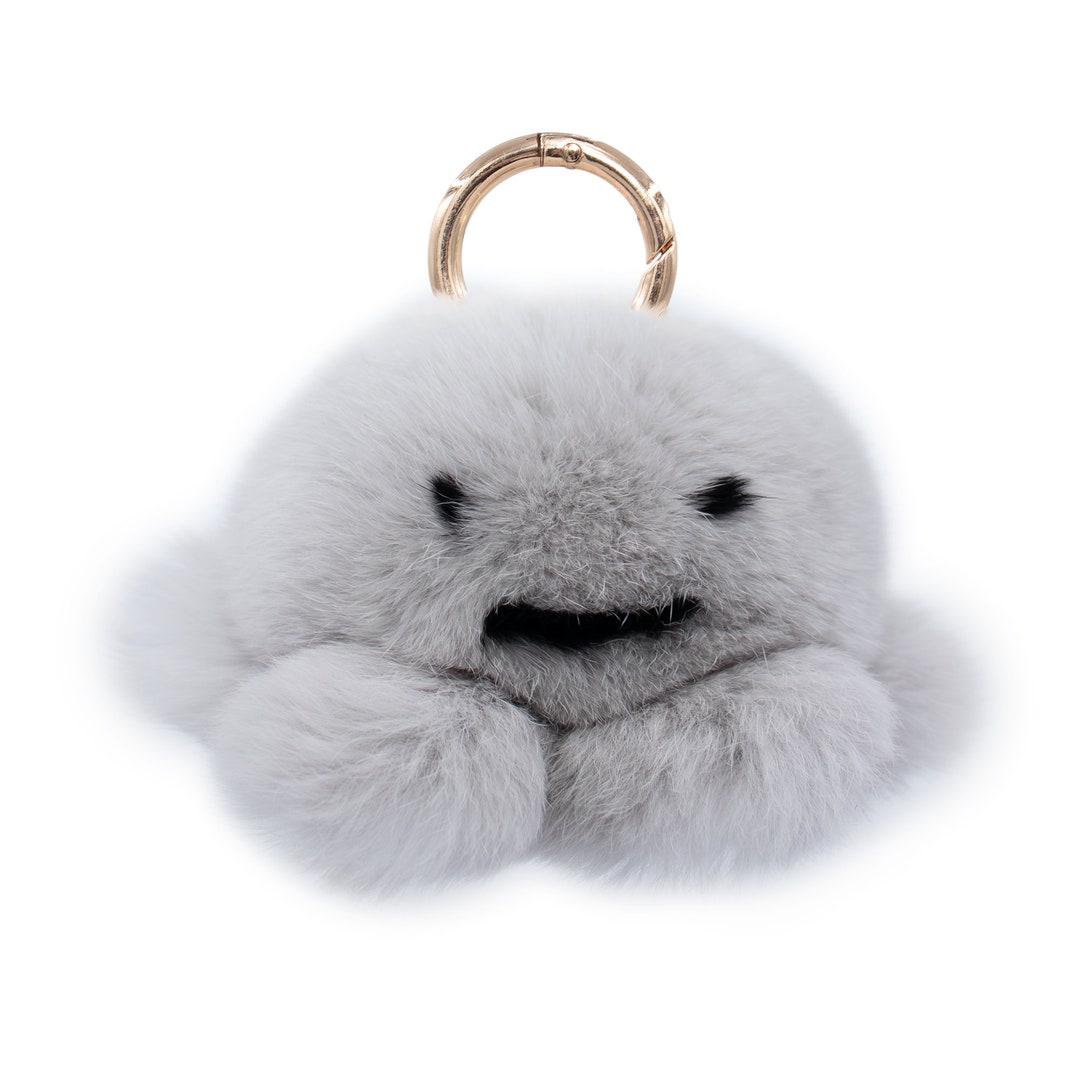 Porte-clés En Fourrure De Lapin Real Rex - Rose Clair - Charme Pour Sac à Main - Neuf