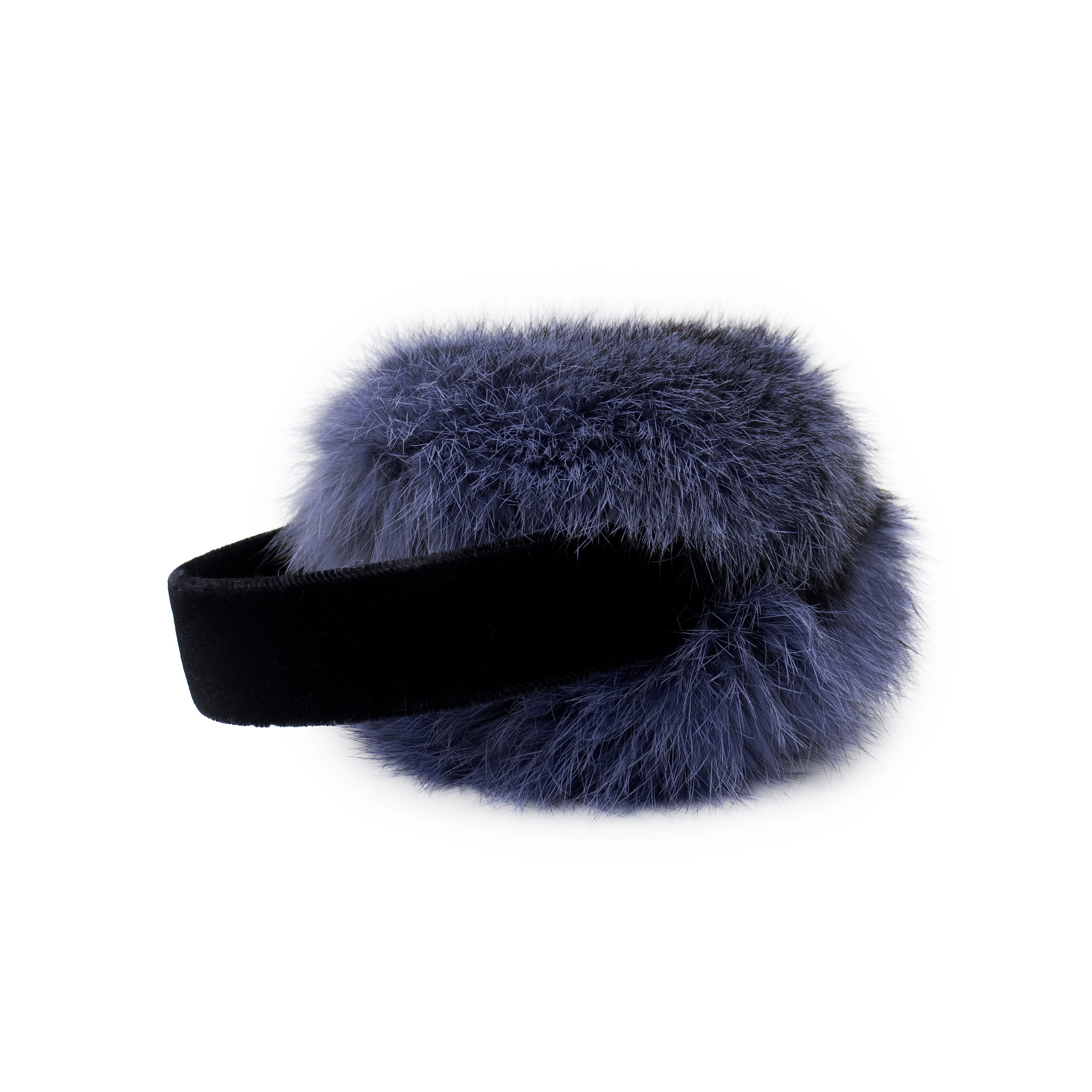 Real Rabbit Fur Earmuff with Velvet Band  - Soft Hair Rabbit - Cute Winter Fuzzy Headband - Ear Warmers - Colorful Fashion Accessory - Iris