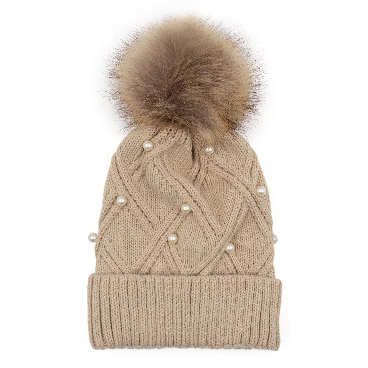 Super soft fur Beanie hat with pearl detail Pearl Beanie – Hats.com main image 2
