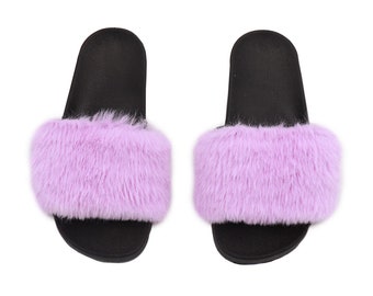 Casual Slippers Pink Fuzzy Puma Slippers Women's Faux Rex