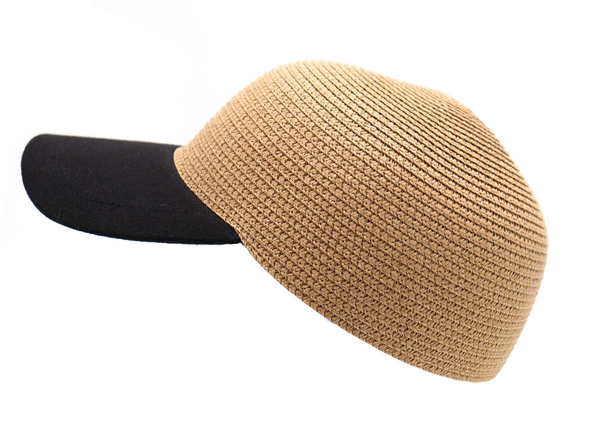 Breathable Baseball Cap - Paper Straw Hat with Fabric Brim - Unisex  Spring/Summer Accessory - Cute Fashionable Beach Wear - Stylish Sun Hat