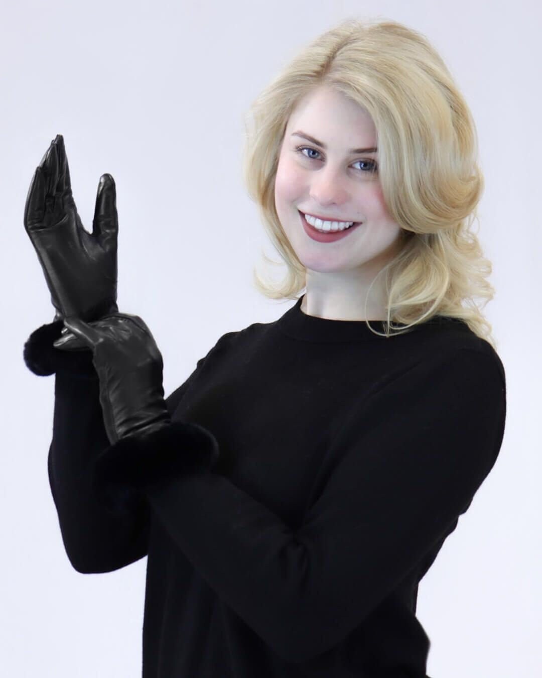 Gants En Cuir Noir Fownes Doublés Fourrure De Lapin - Taille 7 - Neufs Avec étiquettes