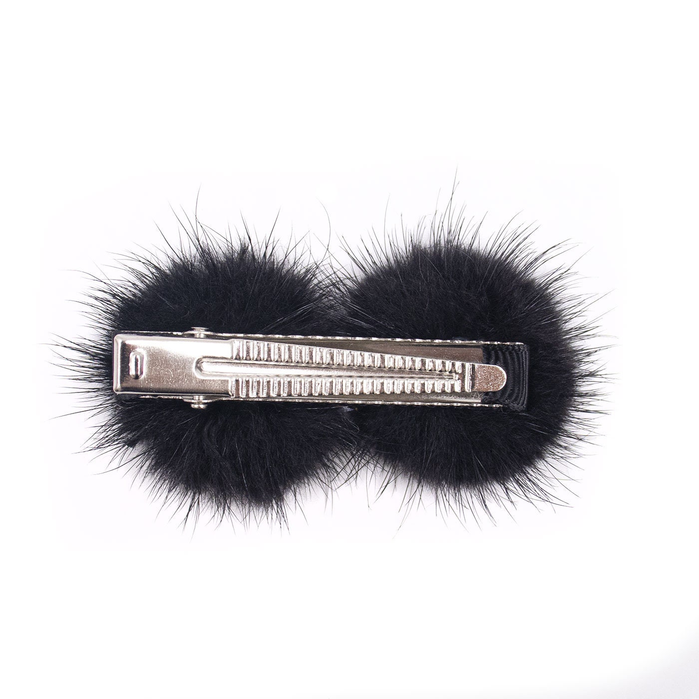 Mink Fur Hair Clip Bow Tie Unique All Hair Types Black Stylish Accessory MME.MINK BOW HAIR TIE - NOIR main image 2