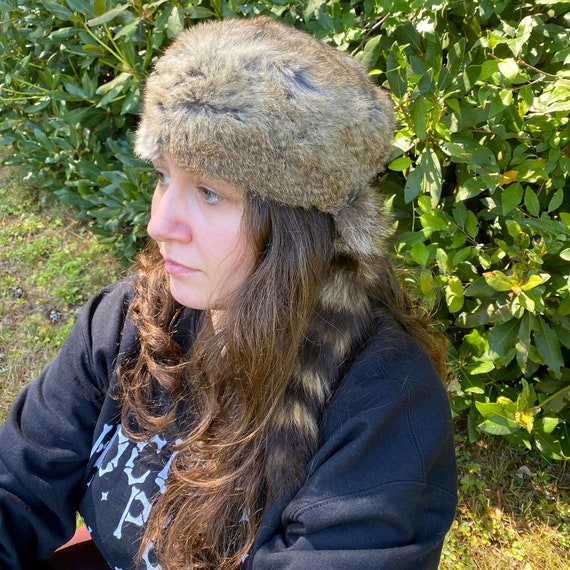 Real Rabbit Davy Crockett Hat Gorra de piel de coonskin - Etsy España