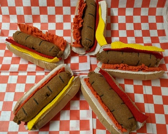 Felt Food Hot Dog - for play kitchens and play fire pit