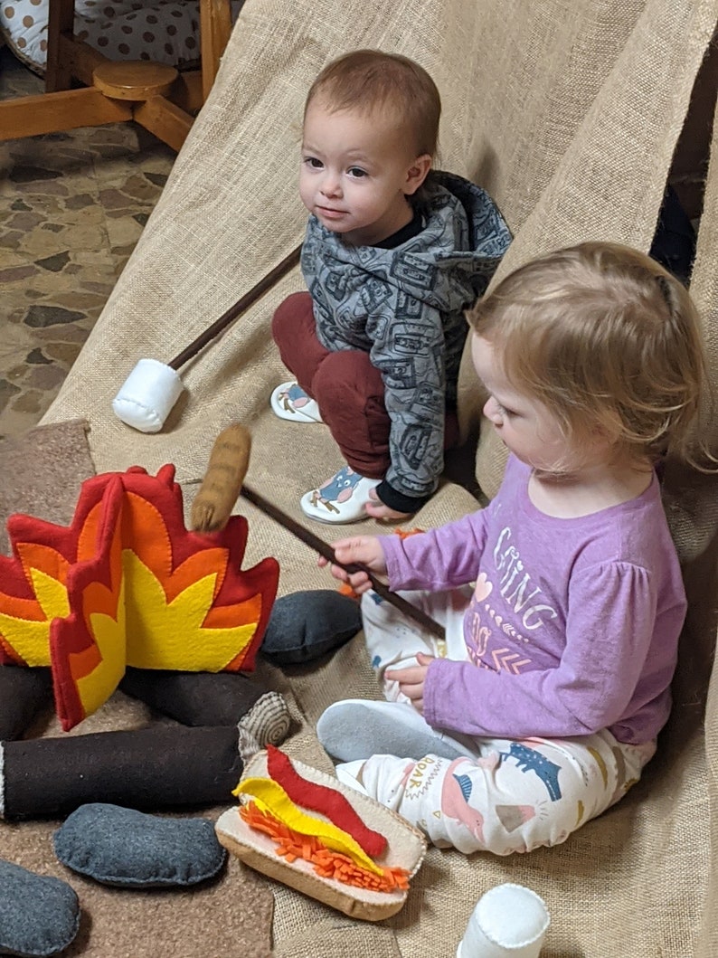 Campfire Play Set Felt Campfire,pretend Play,camping,kids Room,plush