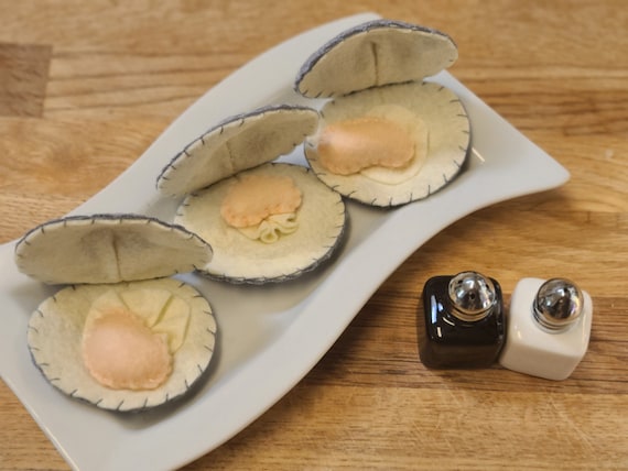 Felt Food Clams - Full Shells - Play Kitchen - Felt Food