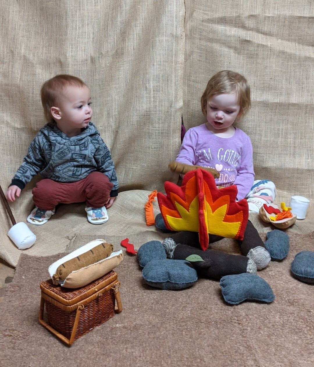 Campfire Play Set Felt Campfire,pretend Play,camping,kids Room,plush