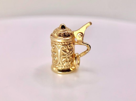 Vintage 14k Mechanical German Stein Repousse Tank… - image 1