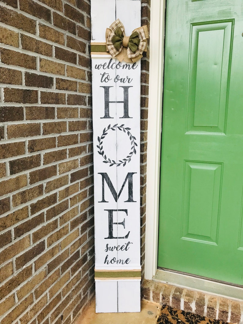 Welcome to our home porch sign Farmhouse porch sign tall | Etsy