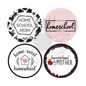 Homeschool Mom Cardstock Round Digital Downloads | cardstock image for freshies, digital cardstock, car coaster images, instant download