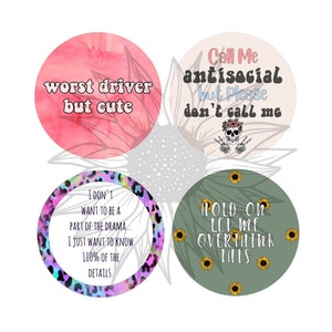 Anti-Social Cardstock Round Digital Downloads | cardstock image for freshies, digital cardstock, car coaster images, instant download