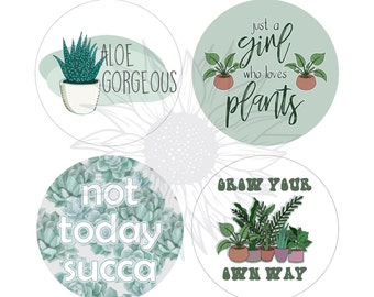 Plant Life Cardstock Round Digital Downloads | cardstock image for freshies, digital cardstock, car coaster images, instant download