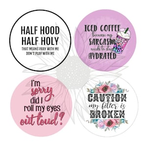 Sarcastic Cardstock Round Digital Downloads | cardstock image for freshies, digital cardstock, car coaster images, instant download