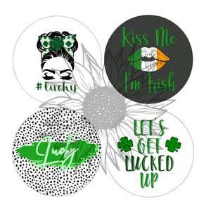 St. Patricks Day Round Digital Downloads | cardstock image for freshies, digital cardstock, car coaster images, instant download