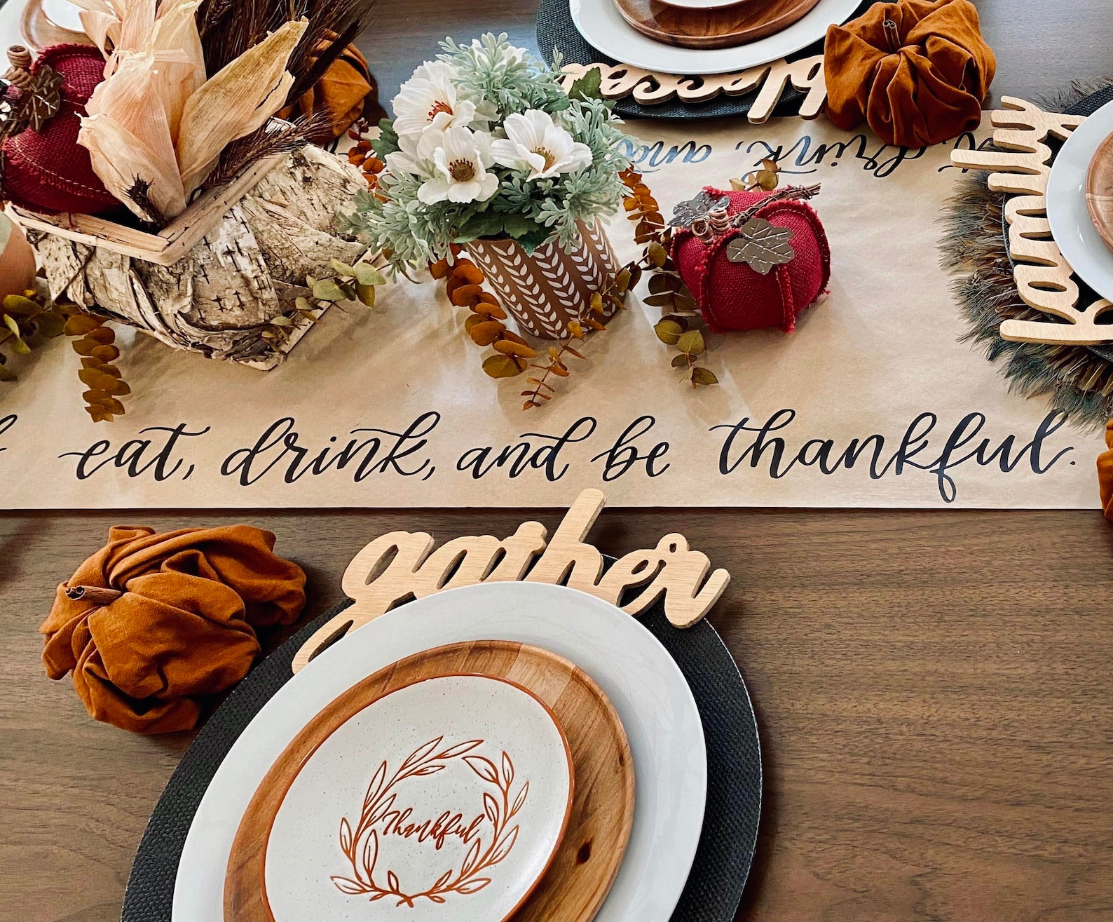 Brown Paper Table Runner for Holidays Handlettered Kraft Etsy