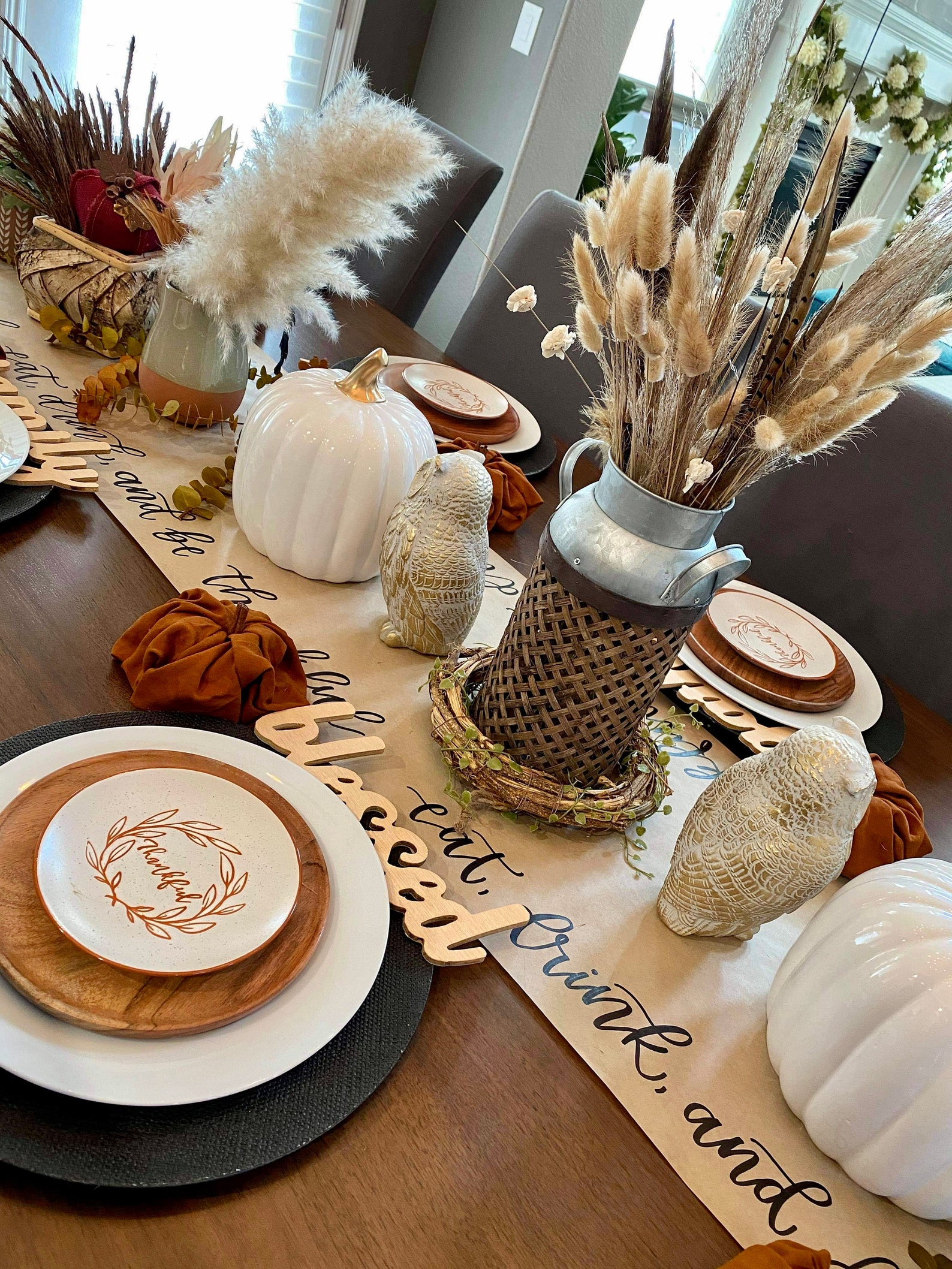 Brown Paper Table Runner for Holidays Handlettered Kraft Etsy